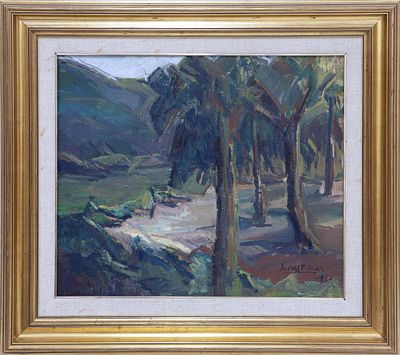 BOSQUE, 1985. JUAN MIGUEL PALACIO (Zaragoza, 1950) &Oacute;leo sobre lienzo Firmado y fechado "JM 