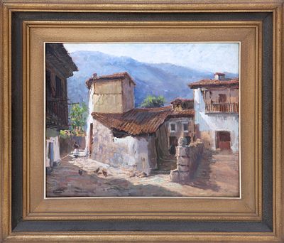 PIEDRALAVES, &Aacute;VILA. &Oacute;leo sobre t&aacute;blex Firmado en el &aacute;ngulo inferior izquierdo "DONALDI". Al 