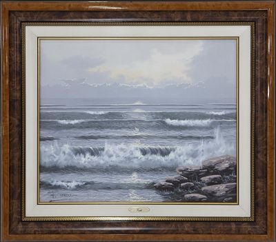 MARINA. ESCUELA ESPA&Ntilde;OLA CONTEMPOR&Aacute;NEA &Oacute;leo sobre lienzo Representa el oleaje de un mar 