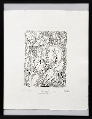 TONTO SENTADO. SA&Uuml;LO MERCADER (Alicante, 1944) Grabado Firmado y titulado a l&aacute;piz en el &aacute;ngulo 