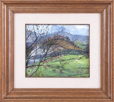 VISTA DE UN PAISAJE MONTA&Ntilde;OSO. ESCUELA ESPA&Ntilde;OLA CONTEMPOR&Aacute;NEA &Oacute;leo sobre lienzo Representa un 