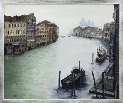 VISTA DE VENECIA. HUMILDA HERN&Aacute;NDEZ HERN&Aacute;NDEZ (Espa&ntilde;a, S.XX) &Oacute;leo sobre lienzo Muestra una de las 