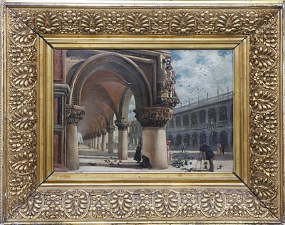 PLAZA DE SAN MARCOS, VENECIA (PPS. S. XX). RAFAEL HIDALGO CAVIEDES (Espa&ntilde;a, 1864-1950) &Oacute;leo 