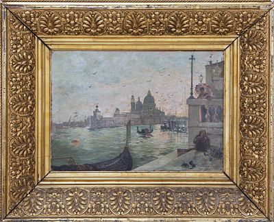 VISTA DEL CANAL DE VENECIA (PPS. S. XX). RAFAEL HIDALGO CAVIEDES (Espa&ntilde;a, 1864-1950) &Oacute;leo sobre 