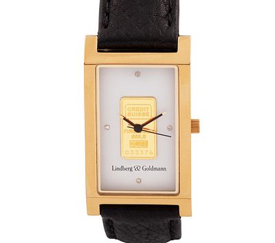 RELOJ LINDBERG & GOLDMANN EN ACERO DORADO CON PLACA DE ORO. CUARZO. Reloj Lindberg & Goldmann 