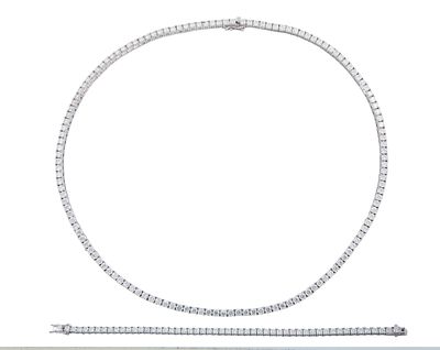 CONJUNTO DE COLLAR Y PULSERA DE PLATA DE LEY 925 MACIZA Y MOISSANITAS. Conjunto realizado en 