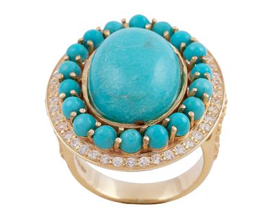 SORTIJA EN PLATA DE LEY, TURQUESAS Y ZAFIROS BLANCOS. Sortija realizada en plata de ley. 