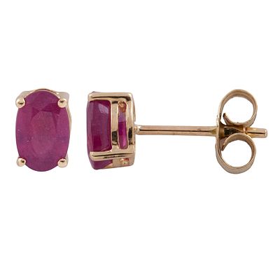 PENDIENTES EN ORO 18KT Y RUB&Iacute;ES. Pareja de pendientes realizados en oro de 18kt. Formados por 