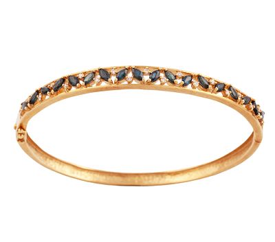 PULSERA RIGIDA EN ORO MACIZO DE 18KT, ZAFIROS Y DIAMANTES. Pulsera r&iacute;gida realizada en oro 