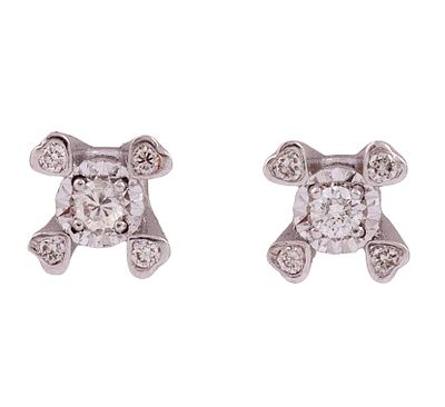 DORMILONAS EN ORO 18KT Y DIAMANTES. Pareja de pendientes dormilona realizados en oro de 18kt. 