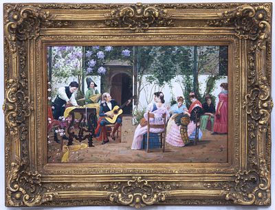 ESCUELA ESPA&Ntilde;OLA, S.XX &Oacute;leo sobre lienzo Obra moderna en la que se aprecian un 