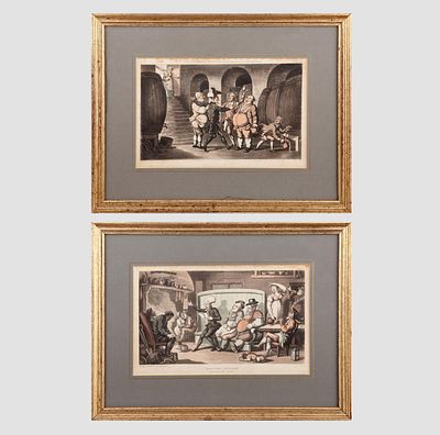 THOMAS ROWLANDSON (Londres, 1757-1827) Litograf&iacute;a Pareja de litograf&iacute;as del 
