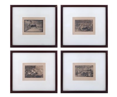 FRANCISCO DE GOYA Y LUCIENTES (Fuendetodos, 1746-Burdeos, 1828) Aguafuerte Conjunto de 4 