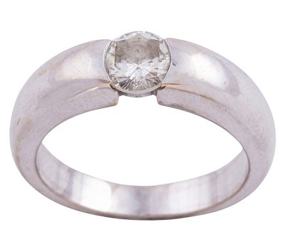 SOLITATIO EN ORO DE 18 KT Y DIAMANTE. Sortija solitario realizada en oro de 18 kt, con un 