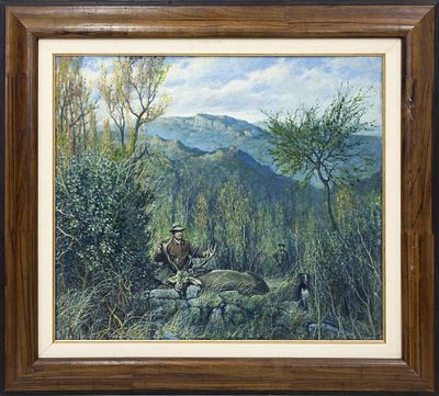 "CAZA MAYOR". JOS&Eacute; FRANC&Eacute;S AGRAMUNT (1868-1951) &Oacute;leo sobre lienzo La obra representa una escena 
