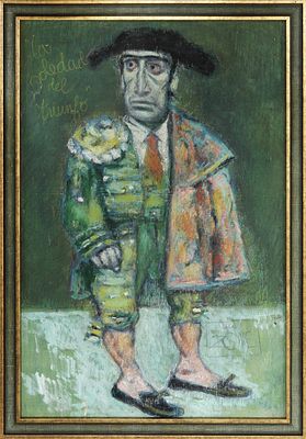 ZOHRE MIRABASSI (Teher&aacute;n, 1957) T&eacute;cnica mixta sobre t&aacute;blex Figura de torero vestido con el 