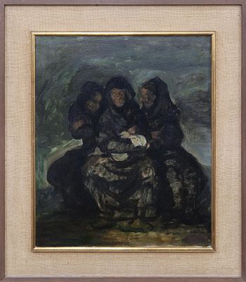 "DOS ANCIANAS CONSOLANDO A UNA MUJER DE LUTO" SEGUIDOR DE JOS&Eacute; GUTI&Eacute;RREZ SOLANA (Madrid, 1886-1945)