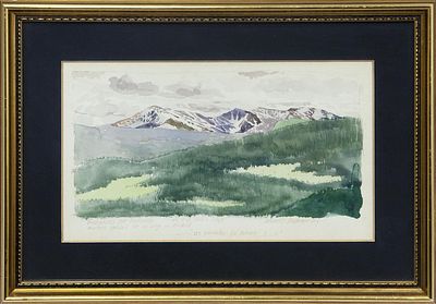 MERRILL MAHAFFEY (EE.UU., 1937) Acuarela sobre papel Muestra la vista de un paisaje 