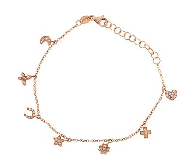 PULSERA EN ORO 18KT Y DIAMANTES. Pulsera realizada en oro de 18kt. Cadena barbada con 7 