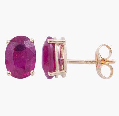 PENDIENTES EN ORO 18KT Y RUB&Iacute;ES. Pareja de pendientes realizados en oro de 18 kt con rub&iacute;es en 