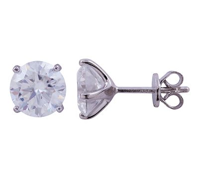 PENDIENTES EN PLATA DE LEY 925 Y MOISSANITAS. Pareja de pendientes realizados en plata de ley 