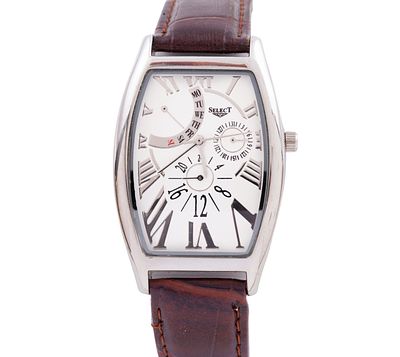 RELOJ DE PULSERA "SELET" EN ACERO Y CORREA DE PIEL. MECANISMO DE CUARZO. Reloj de pulsera 
