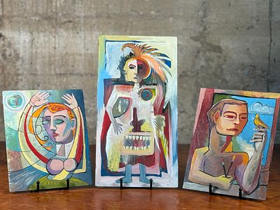 MODERNIST OIL PAINTINGS. This lot features a collection of three original modernist oil 