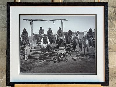 "INDIANS AT THE WELL" FRAMED PHOTOGRAPH PRINT. "Indians at the Well", a professionally framed 
