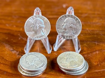 SILVER QUARTERS, $2.50 FACE VALUE. This lot features a collection of pre-1964 silver quarters. 