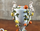 GERMAN CLASSICAL SITZENDORF PORCELAIN URN. An antique Dresden-style German classical Sitzendorf Image - 1