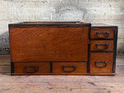 JAPANESE HIBACHI CABINET. This lot features a Japanese hibachi cabinet with five (5) drawers 