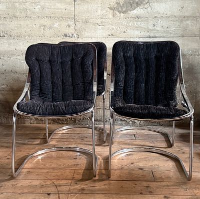 CANTILEVER DINING CHAIRS, GASTONE RINALDI FOR RIMA. This lot features a set of four (4) 