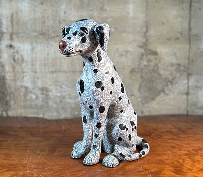 CHINESE CLOISONNÉ SCULPTURE, DALMATIAN DOG. This lot features a stunning antique Chinese 