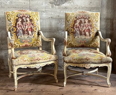 PAIR OF 19TH CENTURY FRENCH LOUIS XV STYLE ARMCHAIRS. This lot features a pair of 19th century 