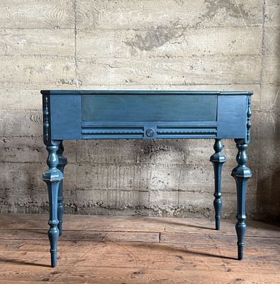 ANTIQUE SPINET WRITING DESK. This lot features an antique painted spinet writing desk that 