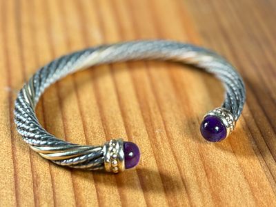 ALWAND VAHAN, 14K GOLD & STERLING SILVER AMETHYST BRACELET. This lot features a bracelet by 