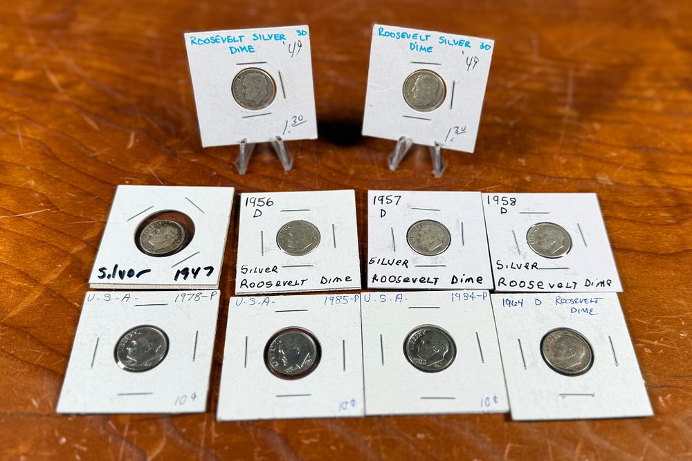 SILVER DIME COLLECTION. This lot features a collection of ten (10) silver dimes.