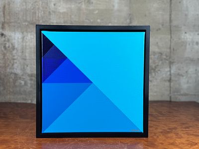 CAMILO REQUEJO, "BLUE TRIANGLES". “Blue Triangles″, an original acrylic on canvas by listed 