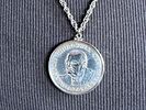 TURKS & CAICOS ISLANDS 20 CROWNS COIN, STERLING SILVER NECKLACE & PENDANT. This lot features a Image - 1