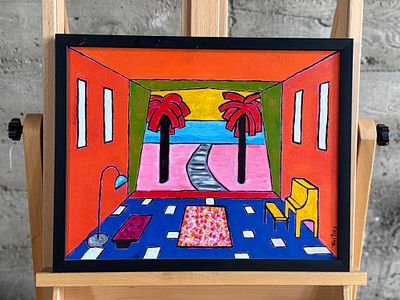 BRAD HARTUNG, "VIEWS". "Views", an original oil on board by listed Oregon artist, Brad Hartung. 