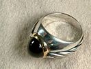 14K GOLD RING WITH STERLING SILVER & ONYX. This lot features a ring made from 14k gold and Image - 3