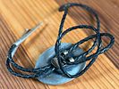 SILVER BOLO TIE WITH TURQUOISE AND CORAL ACCENTS. Silver bolo tie featuring a decorative oval Image - 3