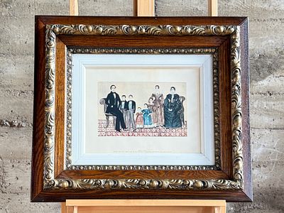 19TH CENTURY, HAND-COLORED LITHOGRAPH IN FRAME. This lot features a 19th century hand-colored 