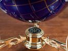 BLUE LAPIS GEMSTONE GLOBE #1. This lot features a vintage blue lapis gemstone globe with a gold Image - 3
