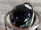 GEMSTONE GLOBE WITH BLACK ONYX OCEAN ON STAND. This lot features a vintage gemstone globe with a Image - 5
