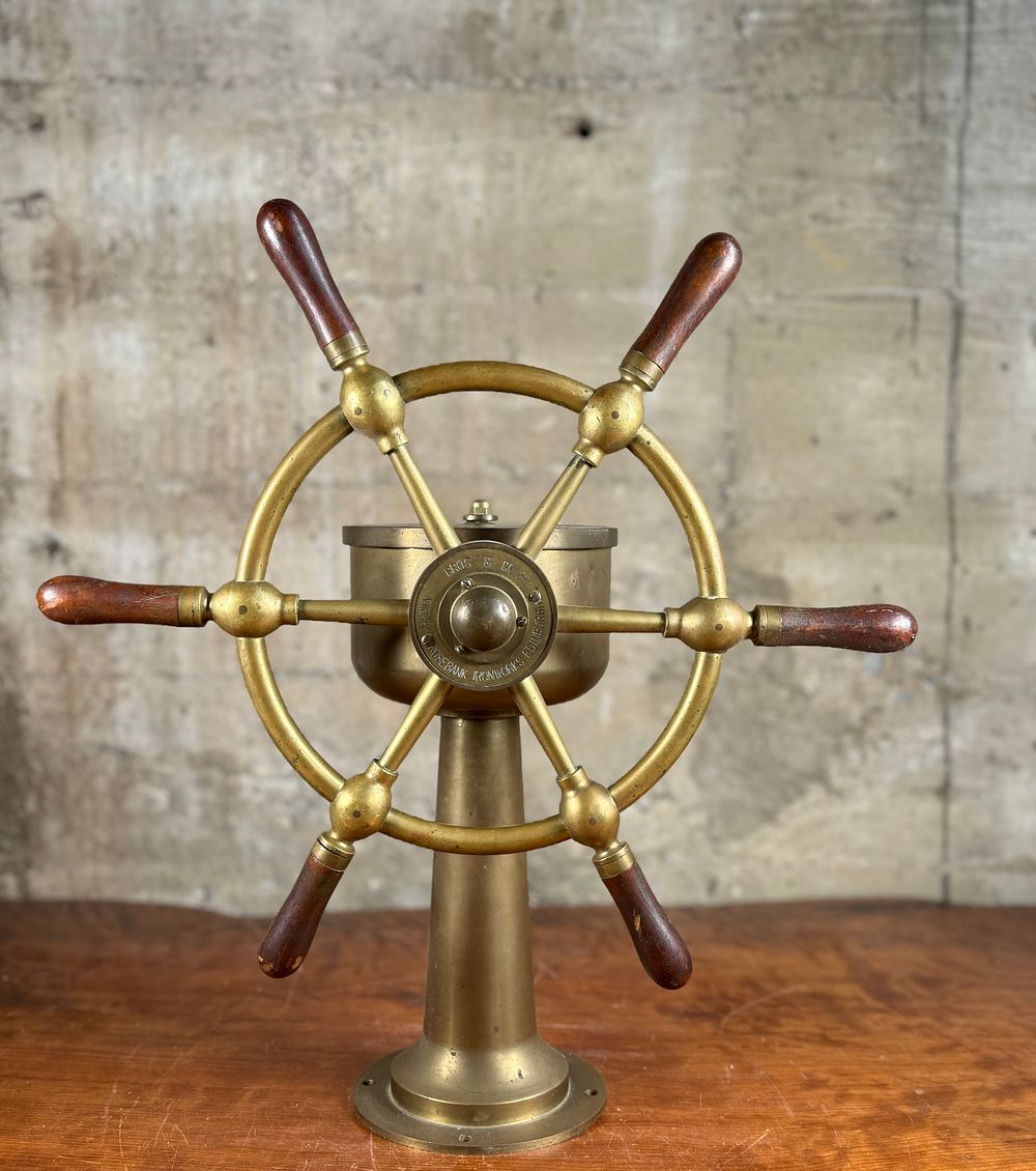 ROSEBANK IRONWORKS, SHIP'S WHEEL. This lot features a beautiful example of an antique ship's 