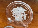 HOYA, CRYSTAL GLASS PLATE & PAIR OF SILVER WINE COASTERS. This lot features a signed Hoya Image - 2