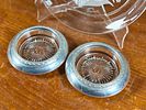 HOYA, CRYSTAL GLASS PLATE & PAIR OF SILVER WINE COASTERS. This lot features a signed Hoya Image - 1