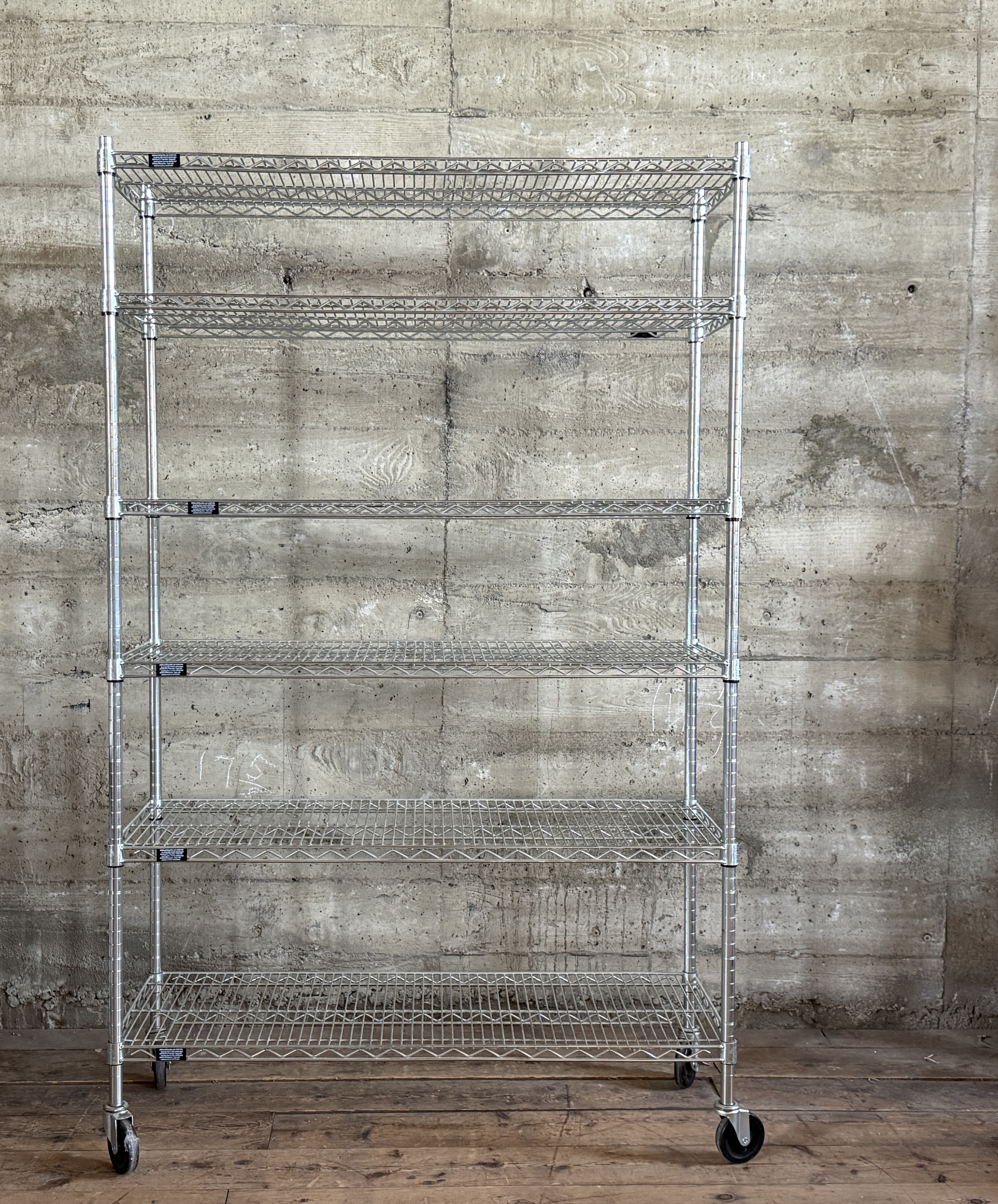 SIX-TIER ROLLING STEEL WIRE SHELVING UNIT