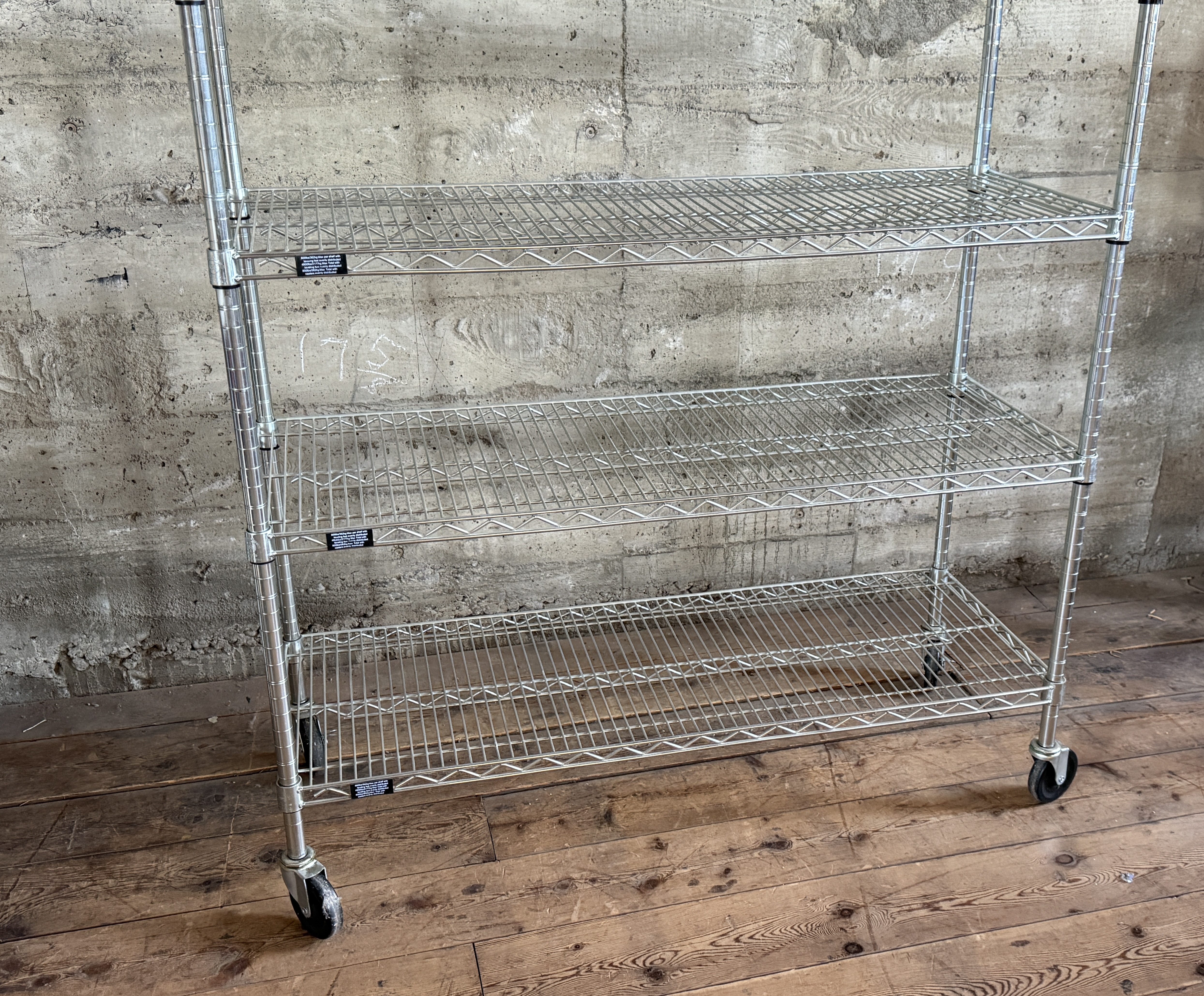 SIX-TIER ROLLING STEEL WIRE SHELVING UNIT